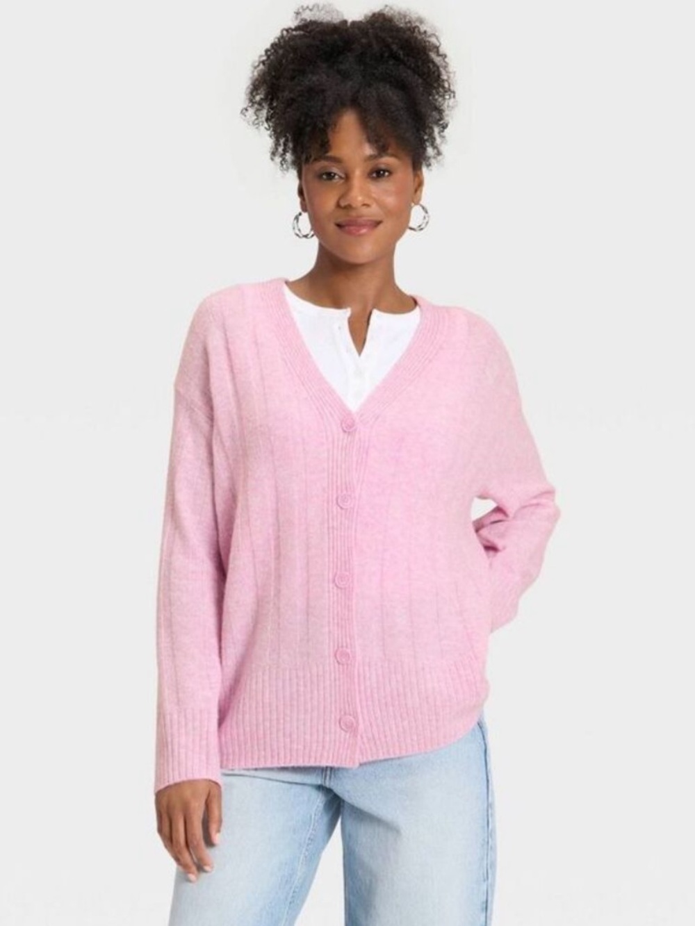 Universal Thread Pink V-Neck Button Down Cardigan Sweater NWT Medium